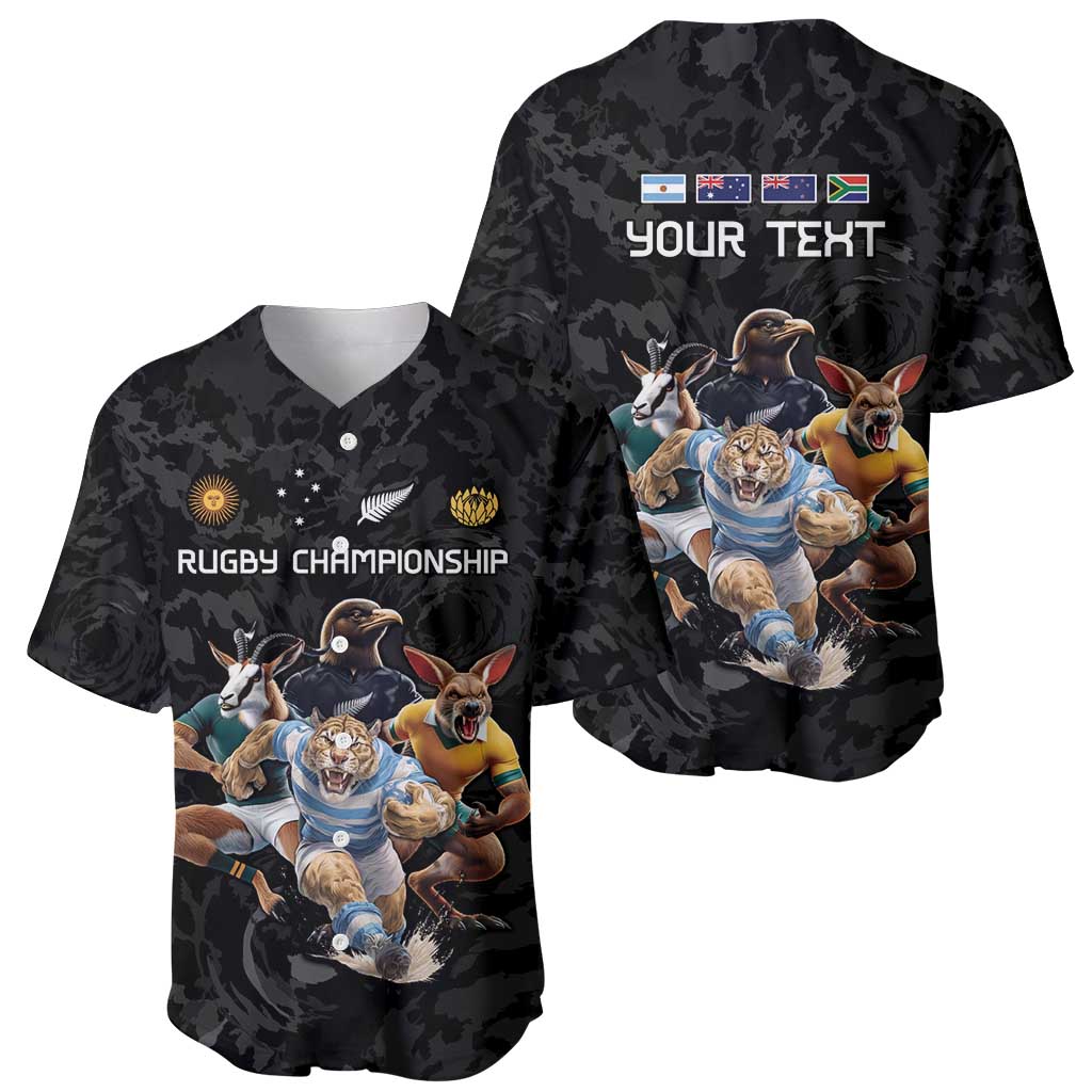 Custom Rugby Southern Hemisphere Baseball Jersey Argentina AUNZ South Africa Mascot Black LT9 - Polynesian Pride