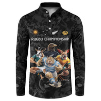 Custom Rugby Southern Hemisphere Button Sweatshirt Argentina AUNZ South Africa Mascot Black LT9 Black - Polynesian Pride