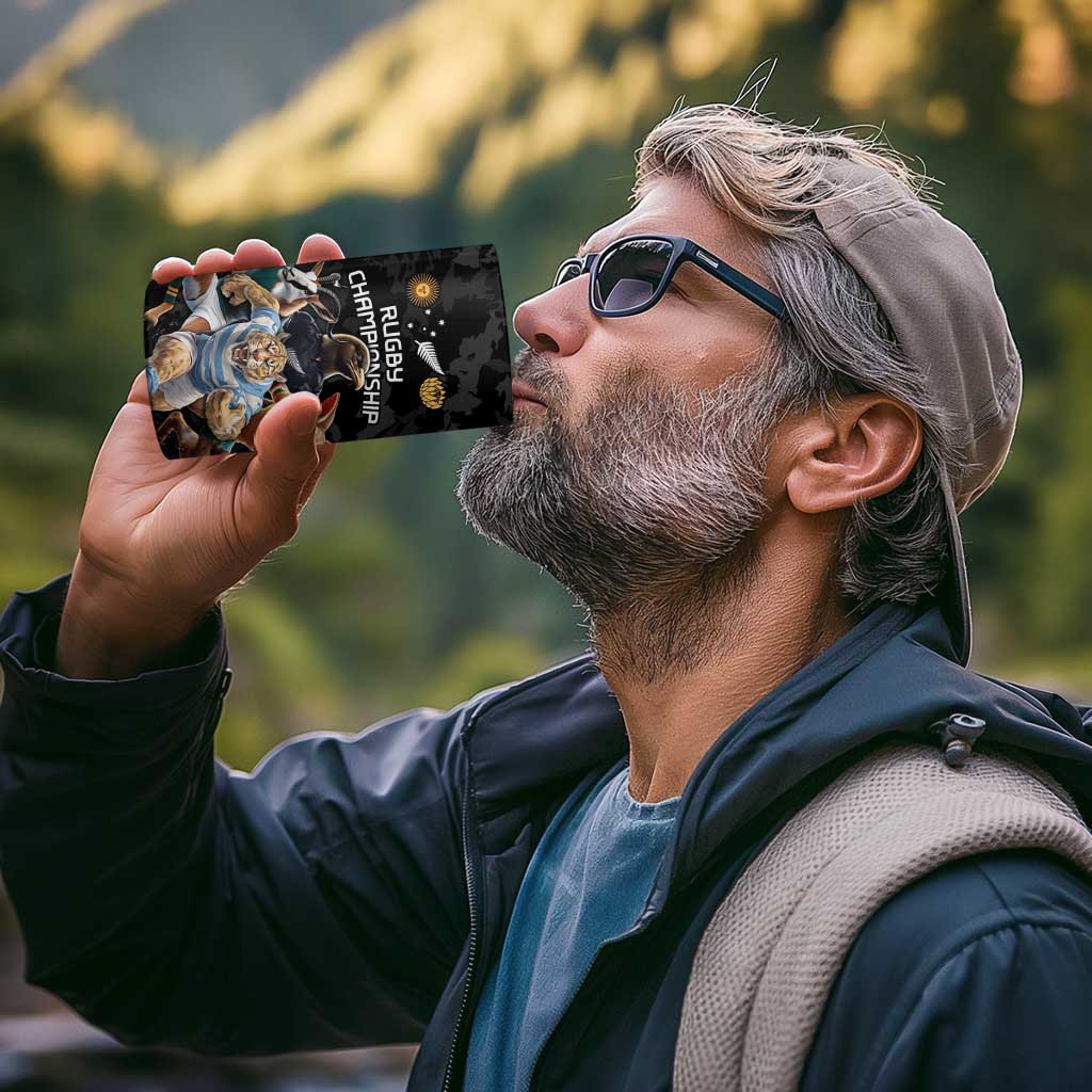 Custom Rugby Southern Hemisphere 4 in 1 Can Cooler Tumbler Argentina AUNZ South Africa Mascot Black - Polynesian Pride