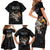 Custom Rugby Southern Hemisphere Family Matching Short Sleeve Bodycon Dress and Hawaiian Shirt Argentina AUNZ South Africa Mascot Black - Polynesian Pride