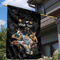 Custom Rugby Southern Hemisphere Garden Flag Argentina AUNZ South Africa Mascot Black - Polynesian Pride