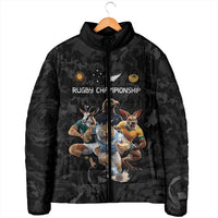 Custom Rugby Southern Hemisphere Padded Jacket Argentina AUNZ South Africa Mascot Black - Polynesian Pride