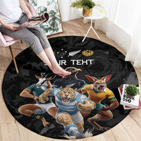 Custom Rugby Southern Hemisphere Round Carpet Argentina AUNZ South Africa Mascot Black - Polynesian Pride