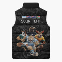 Custom Rugby Southern Hemisphere Sleeveless Puffer Jacket Argentina AUNZ South Africa Mascot Black - Polynesian Pride