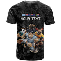 Custom Rugby Southern Hemisphere T Shirt Argentina AUNZ South Africa Mascot Black - Polynesian Pride