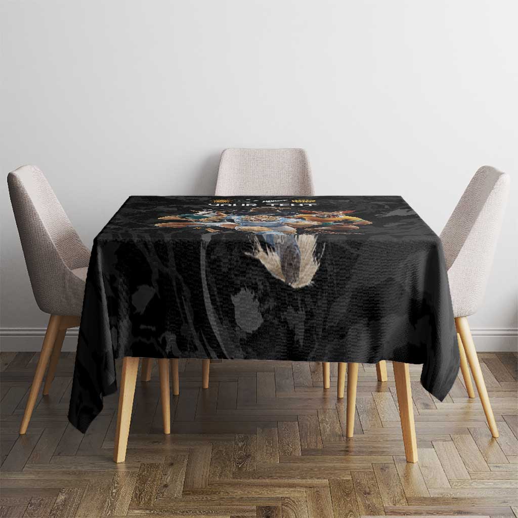 Custom Rugby Southern Hemisphere Tablecloth Argentina AUNZ South Africa Mascot Black - Polynesian Pride