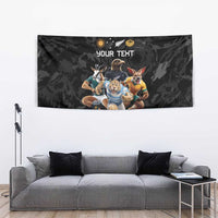 Custom Rugby Southern Hemisphere Tapestry Argentina AUNZ South Africa Mascot Black - Polynesian Pride