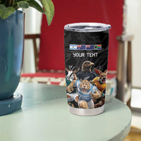 Custom Rugby Southern Hemisphere Tumbler Cup Argentina AUNZ South Africa Mascot Black - Polynesian Pride