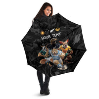 Custom Rugby Southern Hemisphere Umbrella Argentina AUNZ South Africa Mascot Black - Polynesian Pride