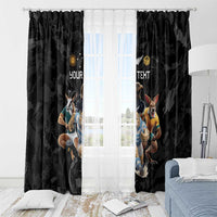 Custom Rugby Southern Hemisphere Window Curtain Argentina AUNZ South Africa Mascot Black - Polynesian Pride
