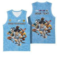 Custom Rugby Southern Hemisphere Basketball Jersey Argentina AUNZ South Africa Mascot Blue - Polynesian Pride