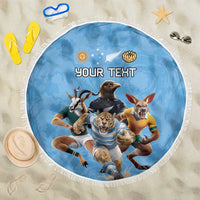 Custom Rugby Southern Hemisphere Beach Blanket Argentina AUNZ South Africa Mascot Blue - Polynesian Pride