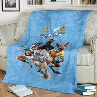 Custom Rugby Southern Hemisphere Blanket Argentina AUNZ South Africa Mascot Blue - Polynesian Pride