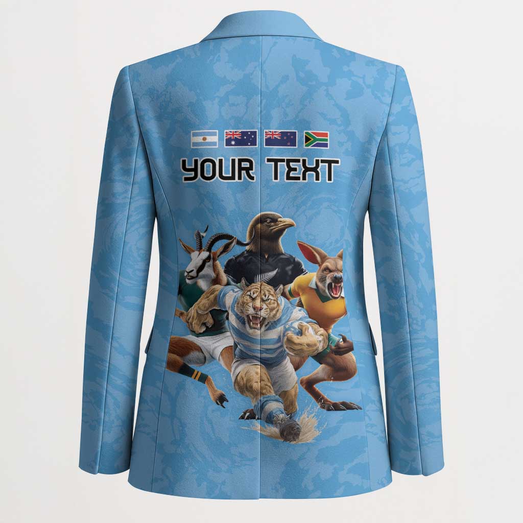 Custom Rugby Southern Hemisphere Blazer Argentina AUNZ South Africa Mascot Blue - Polynesian Pride