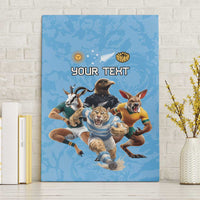 Custom Rugby Southern Hemisphere Canvas Wall Art Argentina AUNZ South Africa Mascot Blue - Polynesian Pride