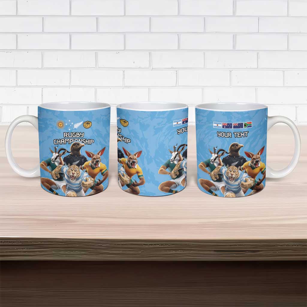 Custom Rugby Southern Hemisphere Ceramic Mug Argentina AUNZ South Africa Mascot Blue - Polynesian Pride