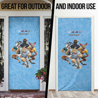 Custom Rugby Southern Hemisphere Door Cover Argentina AUNZ South Africa Mascot Blue - Polynesian Pride
