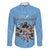 Custom Rugby Southern Hemisphere Family Matching Long Sleeve Bodycon Dress and Hawaiian Shirt Argentina AUNZ South Africa Mascot Blue - Polynesian Pride