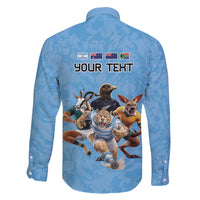 Custom Rugby Southern Hemisphere Family Matching Puletasi and Hawaiian Shirt Argentina AUNZ South Africa Mascot Blue LT9 - Polynesian Pride