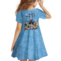 Custom Rugby Southern Hemisphere Family Matching Summer Maxi Dress and Hawaiian Shirt Argentina AUNZ South Africa Mascot Blue - Polynesian Pride