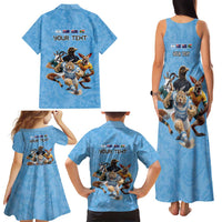 Custom Rugby Southern Hemisphere Family Matching Tank Maxi Dress and Hawaiian Shirt Argentina AUNZ South Africa Mascot Blue - Polynesian Pride