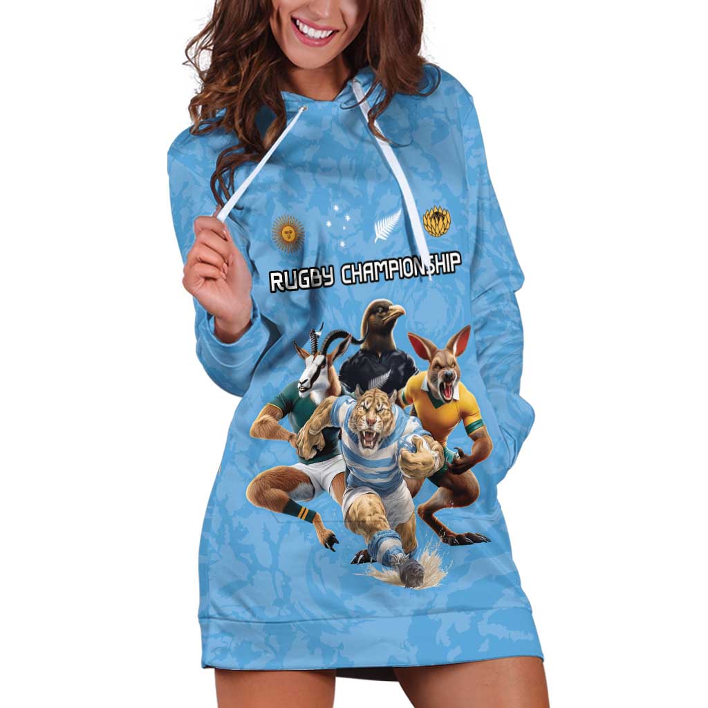 Custom Rugby Southern Hemisphere Hoodie Dress Argentina AUNZ South Africa Mascot Blue - Polynesian Pride