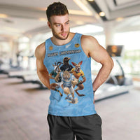 Custom Rugby Southern Hemisphere Men Tank Top Argentina AUNZ South Africa Mascot Blue - Polynesian Pride