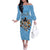 Custom Rugby Southern Hemisphere Off The Shoulder Long Sleeve Dress Argentina AUNZ South Africa Mascot Blue - Polynesian Pride