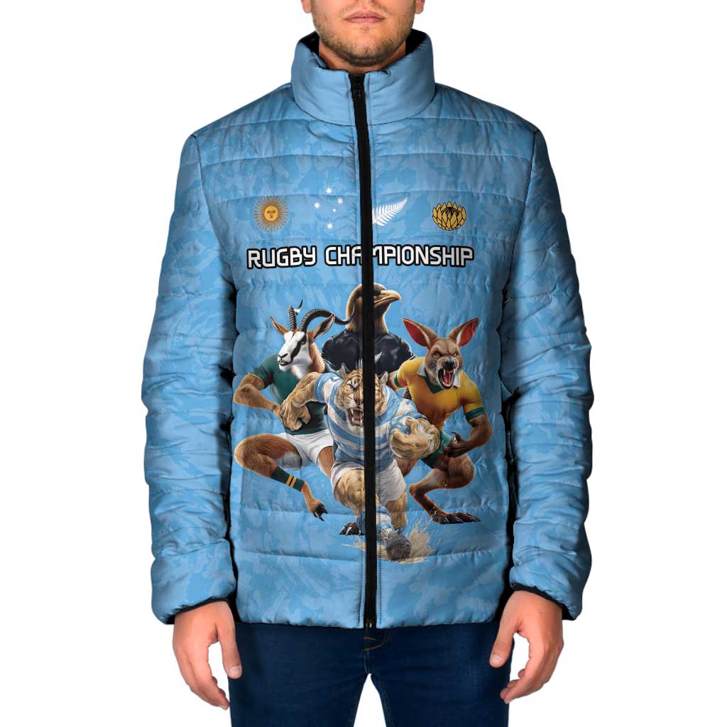 Custom Rugby Southern Hemisphere Padded Jacket Argentina AUNZ South Africa Mascot Blue - Polynesian Pride