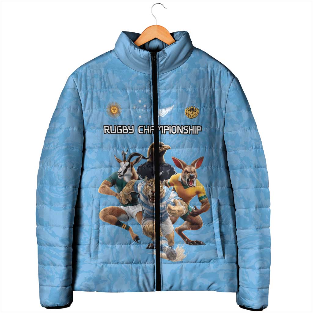 Custom Rugby Southern Hemisphere Padded Jacket Argentina AUNZ South Africa Mascot Blue - Polynesian Pride