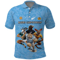 Custom Rugby Southern Hemisphere Polo Shirt Argentina AUNZ South Africa Mascot Blue - Polynesian Pride