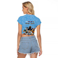 Custom Rugby Southern Hemisphere Raglan Cropped T Shirt Argentina AUNZ South Africa Mascot Blue - Polynesian Pride