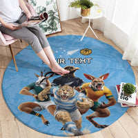 Custom Rugby Southern Hemisphere Round Carpet Argentina AUNZ South Africa Mascot Blue - Polynesian Pride
