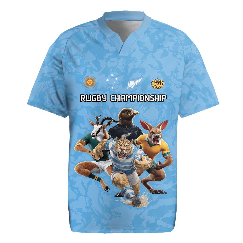 Custom Rugby Southern Hemisphere Rugby Jersey Argentina AUNZ South Africa Mascot Blue - Polynesian Pride