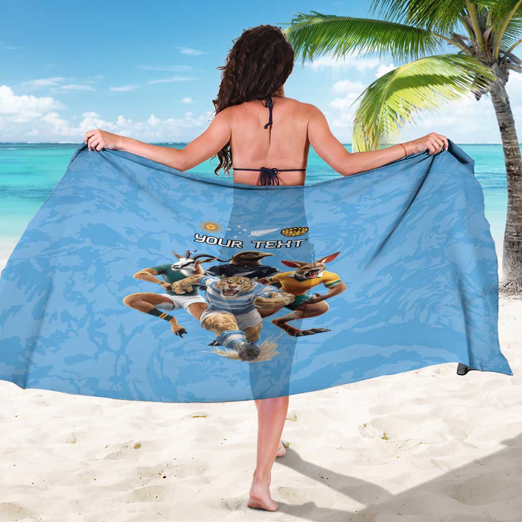 Custom Rugby Southern Hemisphere Sarong Argentina AUNZ South Africa Mascot Blue - Polynesian Pride