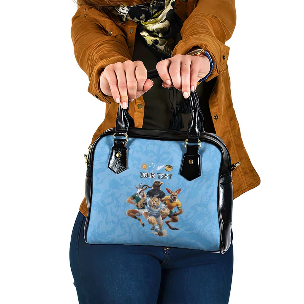 Custom Rugby Southern Hemisphere Shoulder Handbag Argentina AUNZ South Africa Mascot Blue - Polynesian Pride