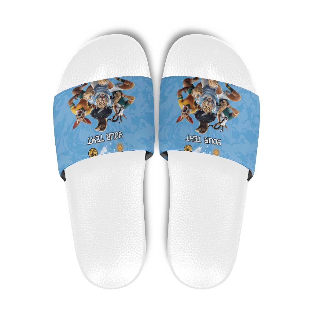 Custom Rugby Southern Hemisphere Slide Sandals Argentina AUNZ South Africa Mascot Blue - Polynesian Pride