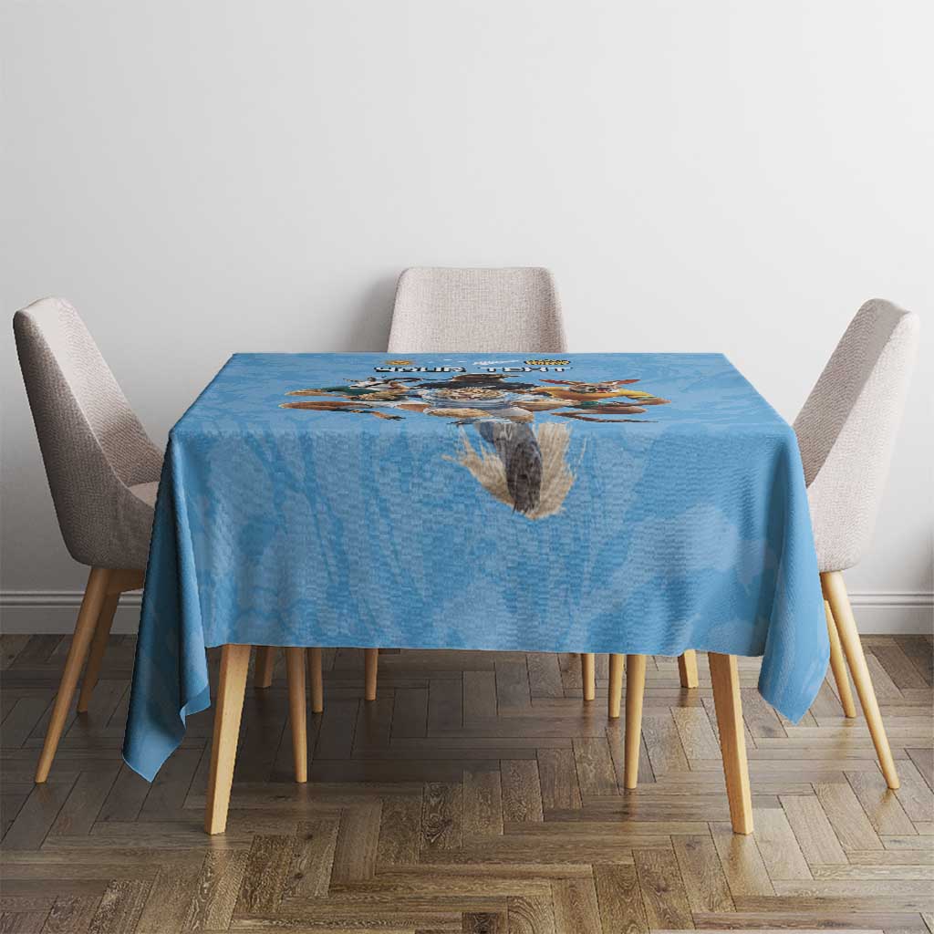 Custom Rugby Southern Hemisphere Tablecloth Argentina AUNZ South Africa Mascot Blue - Polynesian Pride