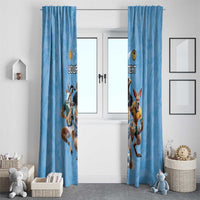 Custom Rugby Southern Hemisphere Window Curtain Argentina AUNZ South Africa Mascot Blue - Polynesian Pride