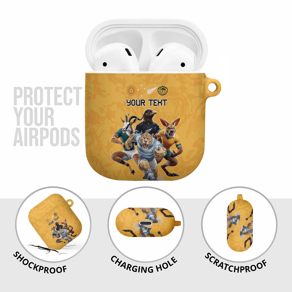 Custom Rugby Southern Hemisphere AirPods Case Argentina AUNZ South Africa Mascot Gold - Polynesian Pride