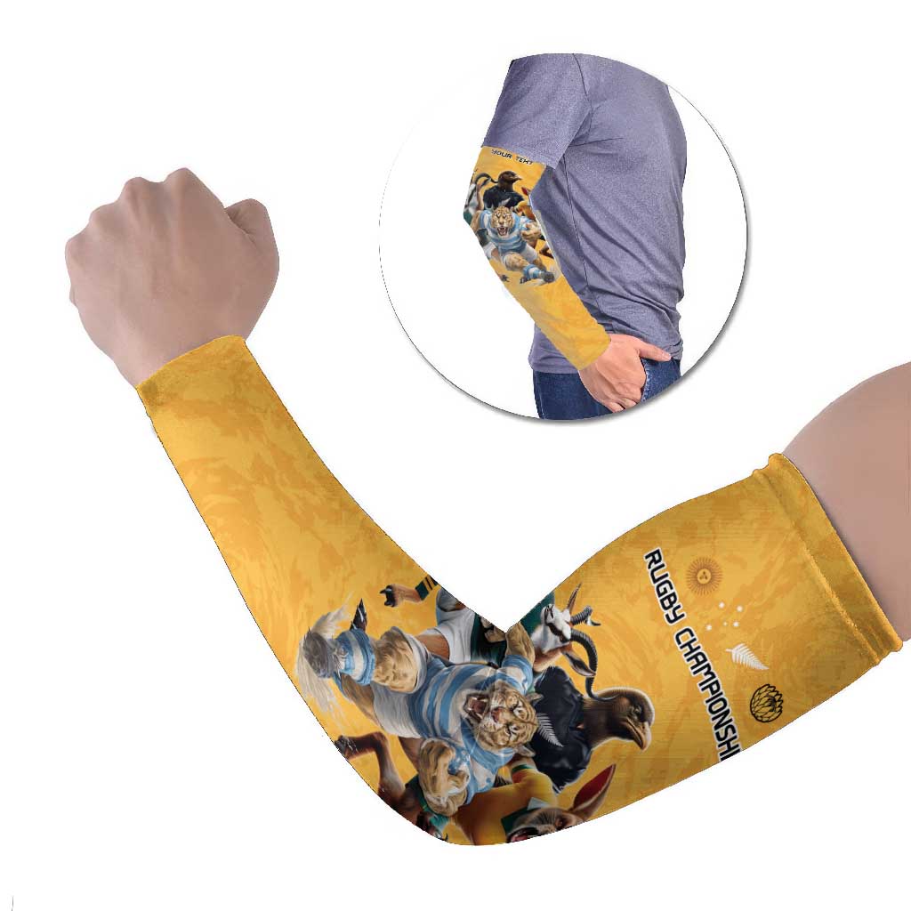 Custom Rugby Southern Hemisphere Arm Sleeves Argentina AUNZ South Africa Mascot Gold - Polynesian Pride