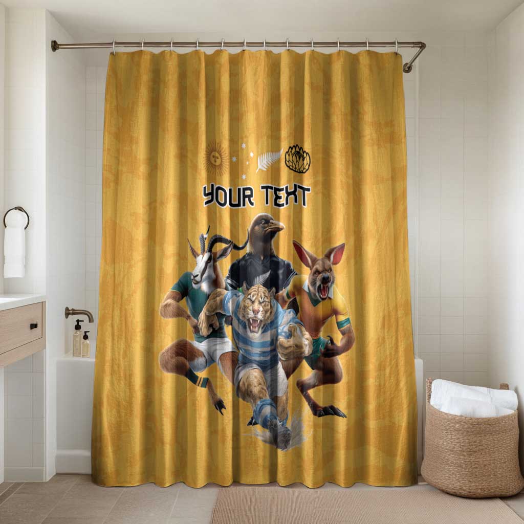 Custom Rugby Southern Hemisphere Bathroom Set Argentina AUNZ South Africa Mascot Gold - Polynesian Pride