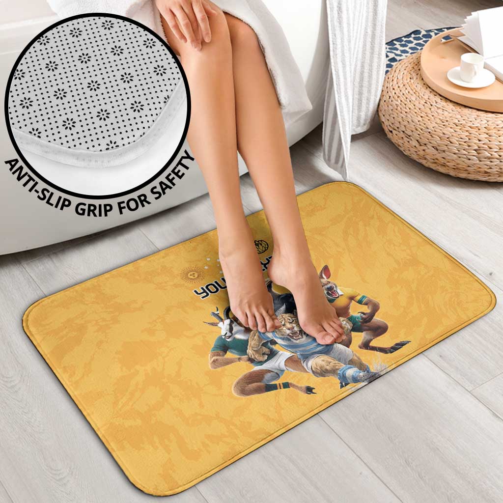 Custom Rugby Southern Hemisphere Bathroom Set Argentina AUNZ South Africa Mascot Gold - Polynesian Pride