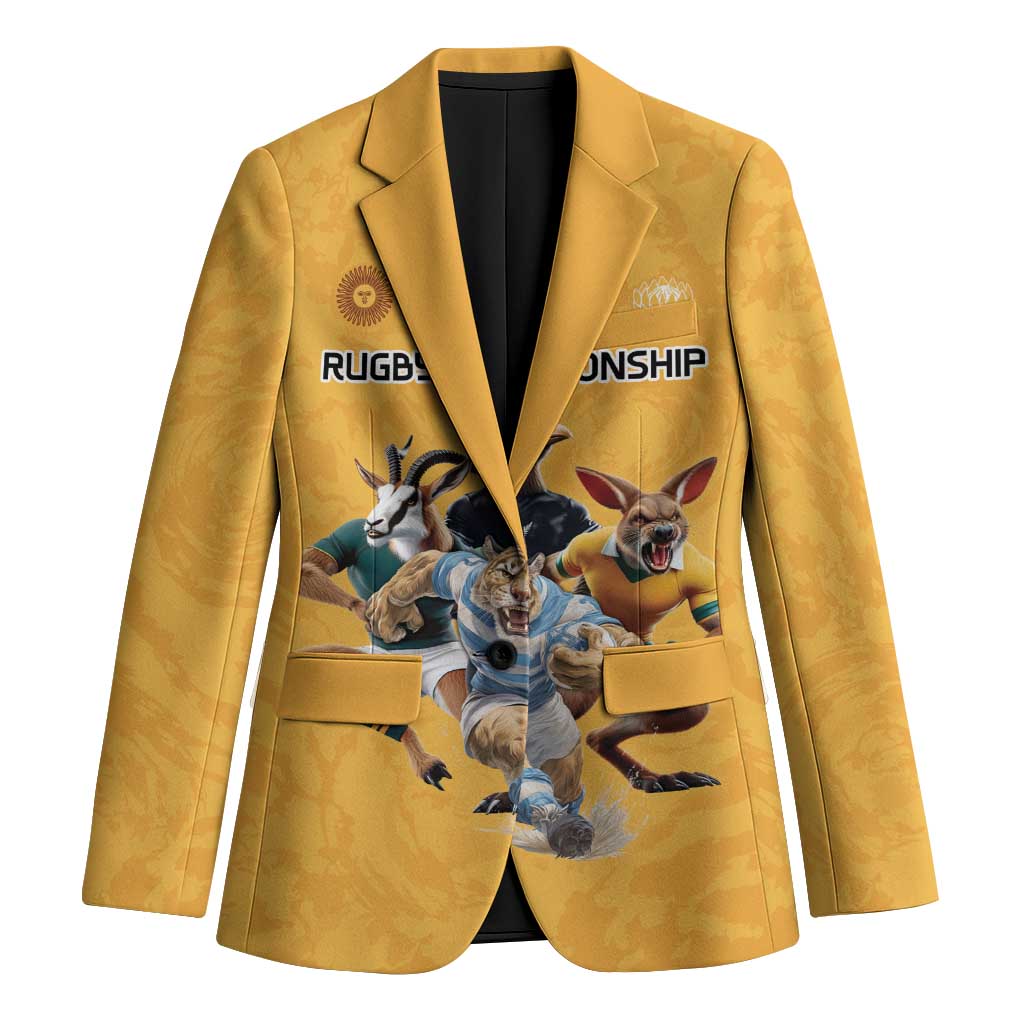 Custom Rugby Southern Hemisphere Blazer Argentina AUNZ South Africa Mascot Gold - Polynesian Pride
