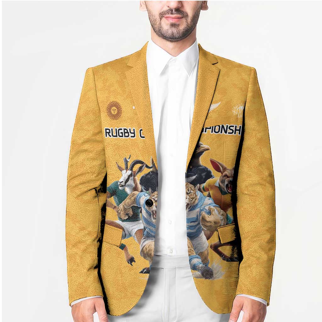 Custom Rugby Southern Hemisphere Blazer Argentina AUNZ South Africa Mascot Gold - Polynesian Pride