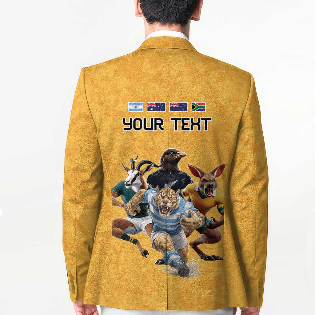 Custom Rugby Southern Hemisphere Blazer Argentina AUNZ South Africa Mascot Gold - Polynesian Pride