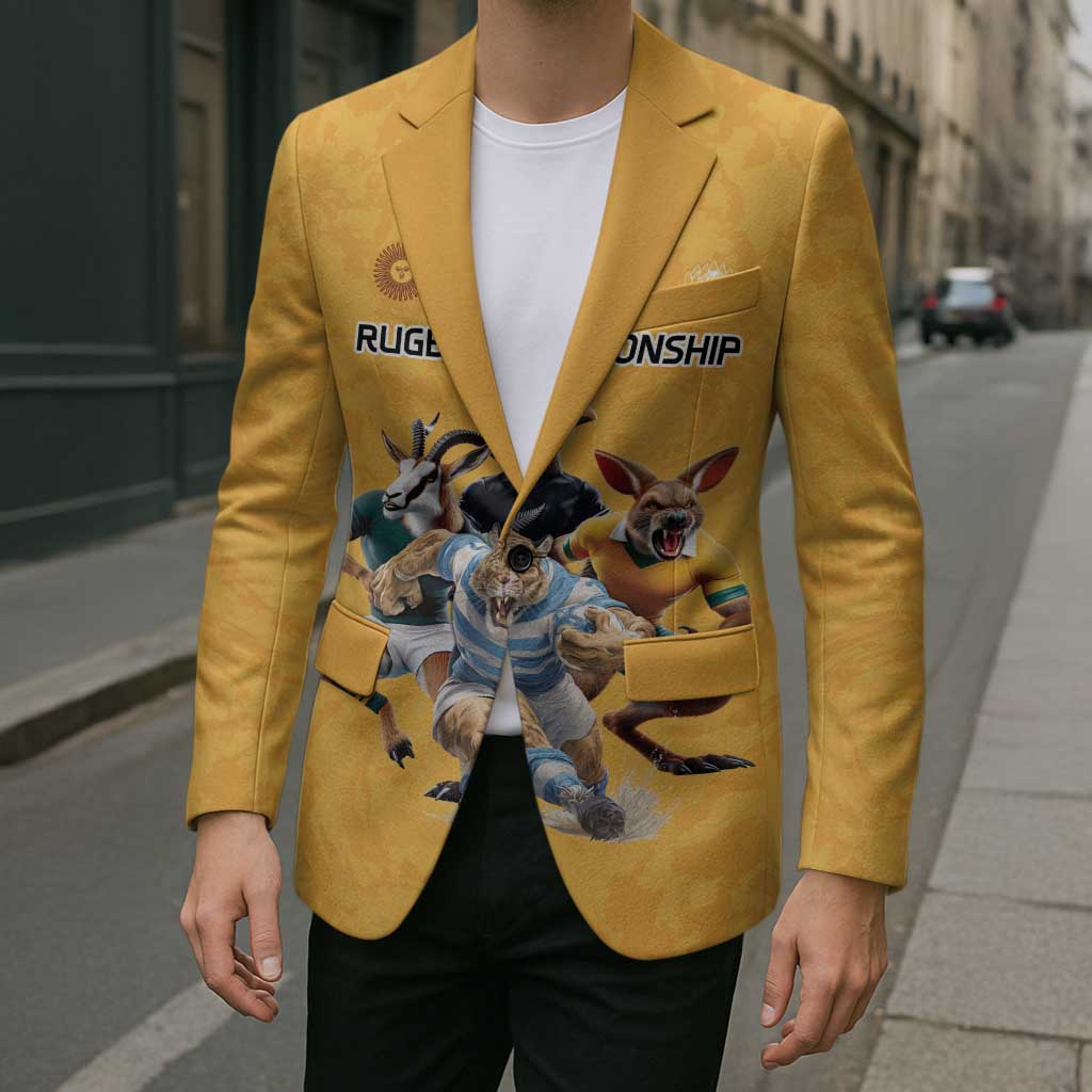 Custom Rugby Southern Hemisphere Blazer Argentina AUNZ South Africa Mascot Gold - Polynesian Pride