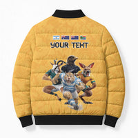 Custom Rugby Southern Hemisphere Bomber Puffer Jacket Argentina AUNZ South Africa Mascot Gold - Polynesian Pride