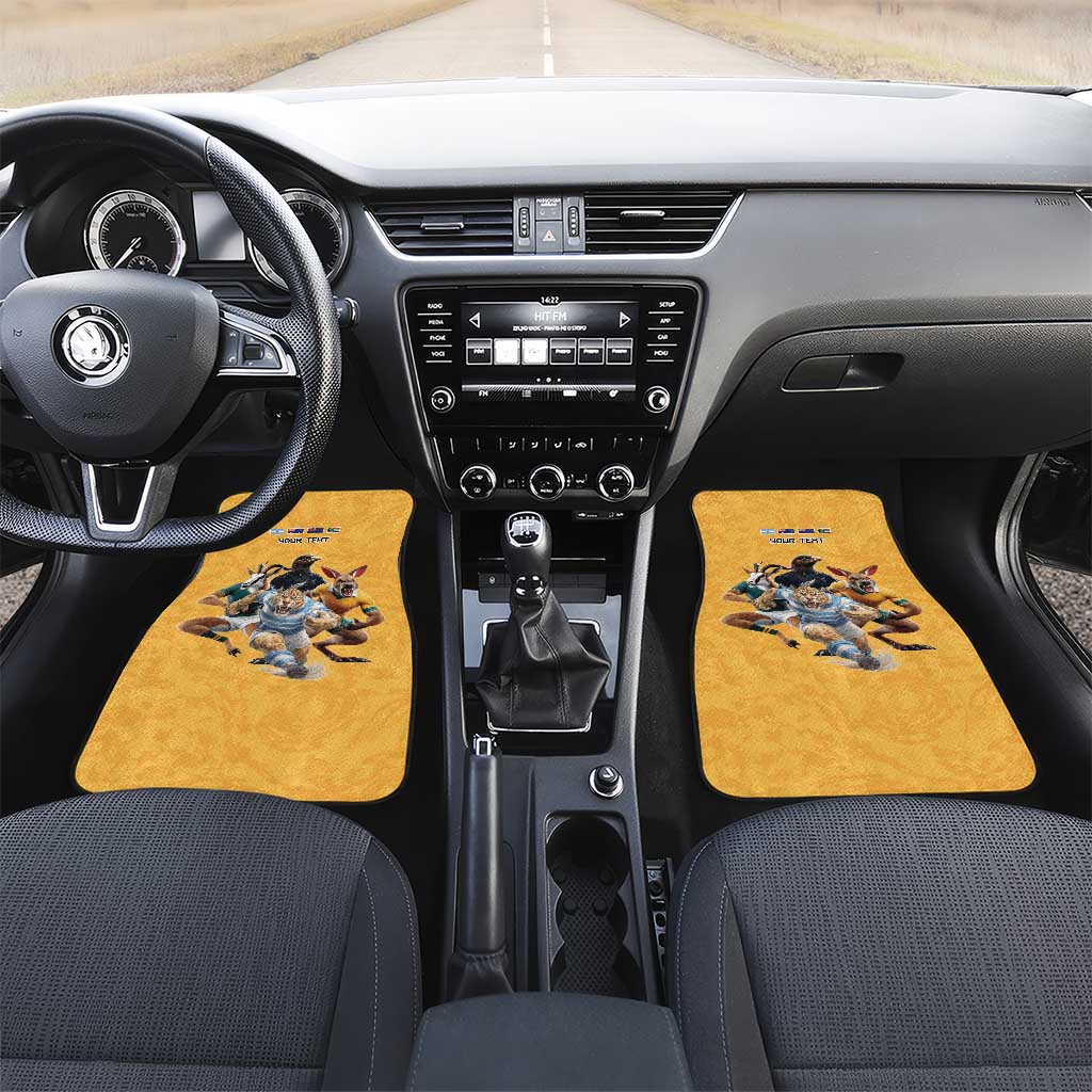 Custom Rugby Southern Hemisphere Car Mats Argentina AUNZ South Africa Mascot Gold - Polynesian Pride