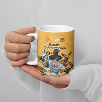 Custom Rugby Southern Hemisphere Ceramic Mug Argentina AUNZ South Africa Mascot Gold - Polynesian Pride